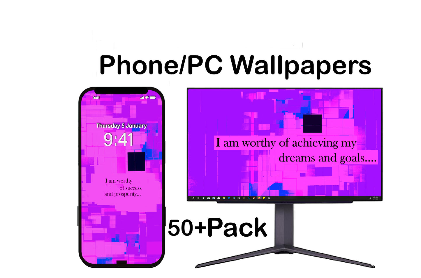 50+ Abstract affirmation screen wallpapers for phones, tablets, and pcs (digital download)